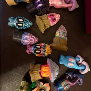 Colorful 3d printed mushroom and succulent